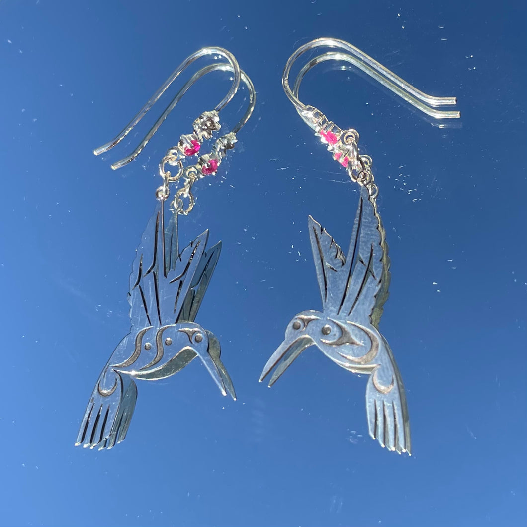 Ruby Hummingbird Earrings